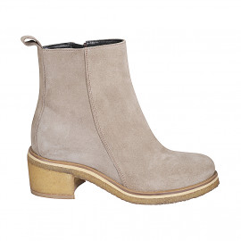 Bottines pour femmes en daim gris tourterelle avec fermeture éclair talon 5 - Pointures disponibles:  32