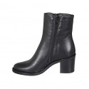 Woman's ankle boot in black leather with zippers heel 6 - Available sizes:  35, 44