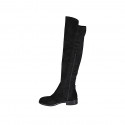 Bottes au genou pour femmes en daim et materiau elastique noir avec demi fermeture éclair talon 3 - Pointures disponibles:  43, 45