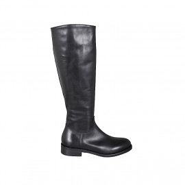 Bottes pour femmes avec fermeture éclair en cuir noir talon 3 - Pointures disponibles:  34