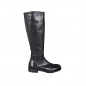 Woman's boot with zipper in black leather heel 3 - Available sizes:  34