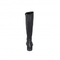 Woman's boot with zipper in black leather heel 3 - Available sizes:  34