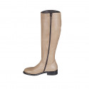 Woman's boot in beige leather with zipper heel 3 - Available sizes:  33, 34, 42, 43, 45, 46, 47