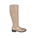 Woman's boot in beige leather with zipper heel 3 - Available sizes:  33, 34, 42, 43, 45, 46, 47