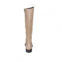 Woman's boot in beige leather with zipper heel 3 - Available sizes:  33, 34, 42, 43, 45, 46, 47