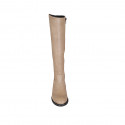 Woman's boot in beige leather with zipper heel 3 - Available sizes:  33, 34, 42, 43, 45, 46, 47