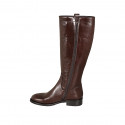 Bota para mujer en piel marron con cremallera tacon 3 - Tallas disponibles:  33, 34, 43, 44, 47