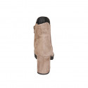 Stivaletto con cerniera ed elastico da donna in camoscio taupe tacco 7 - Misure disponibili: 32, 33, 34, 35, 42, 43, 44, 45