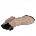 Stivaletto con cerniera ed elastico da donna in camoscio taupe tacco 7 - Misure disponibili: 32, 33, 34, 35, 42, 43, 44, 45