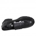 Mocassin pour femmes en cuir brossé noir talon 5 - Pointures disponibles:  33, 42, 43, 44, 45