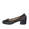 Ballerine avec noeud et bout droit pour femmes en cuir noir talon 4 - Pointures disponibles:  32, 33