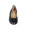 Ballerine avec noeud et bout droit pour femmes en cuir noir talon 4 - Pointures disponibles:  32, 33