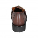 Mocassin avec accessoire pour femmes en cuir cognac talon 3 - Pointures disponibles:  32, 33, 34, 43, 45