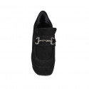 Woman's mocassin in black suede with platform and accessory heel 10 - Available sizes:  32, 33, 34