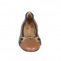 Ballerine avec accessoire pour femmes en cuir marron clair et cuir verni noir talon 3 - Pointures disponibles:  33, 42, 43, 44