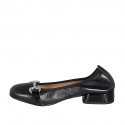 Ballerine avec accessoire pour femmes en cuir et cuir verni noir talon 3 - Pointures disponibles:  33, 34, 35, 43, 44