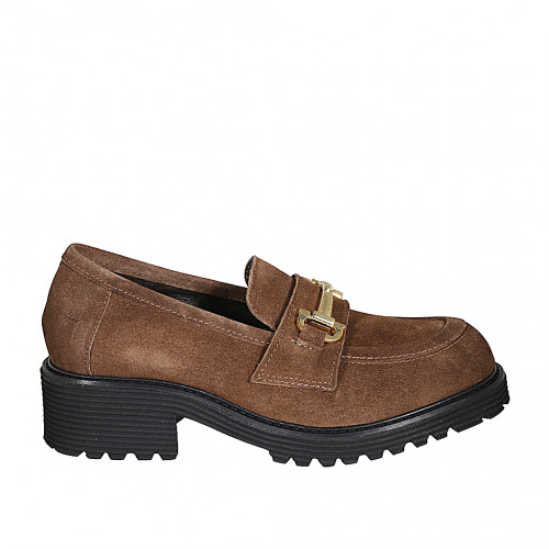 Woman's mocassin in cognac brown...