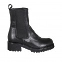 Bottines hautes avec élastiques pour femmes en cuir noir talon 5 - Pointures disponibles:  35