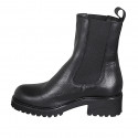 Bottines hautes avec élastiques pour femmes en cuir noir talon 5 - Pointures disponibles:  35