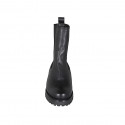 Bottines hautes avec élastiques pour femmes en cuir noir talon 3 - Pointures disponibles:  33, 34, 42, 43, 44, 45