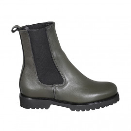 Bottines hautes pour femmes en cuir vert avec élastiques talon 3 - Pointures disponibles:  44