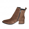 Woman's pointy ankle boot in cognac brown suede with zipper heel 5 - Available sizes:  42