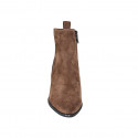 Woman's pointy ankle boot in cognac brown suede with zipper heel 5 - Available sizes:  42