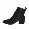 Bottines à bout pointu pour femmes en daim noir avec fermeture éclair talon 5 - Pointures disponibles:  32, 33, 34, 35, 42, 43, 44, 45