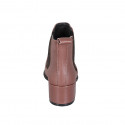 Woman's pointy ankle boot with lateral elastic bands in light brown leather heel 5 - Available sizes:  32, 34, 35, 43, 44, 45