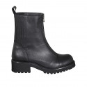 Bottines pour femmes avec bout droit, fermeture éclair frontale et elastiques en cuir noir talon 5 - Pointures disponibles:  32, 33, 34, 42, 43, 44, 45