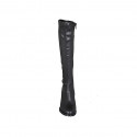 Woman's knee-high boot in black elastic material and leather with zipper heel 7 - Available sizes:  33, 42