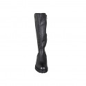 Bota para mujer con cremallera en material elastico y piel negra tacon 5 - Tallas disponibles:  45