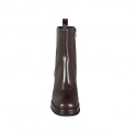 Woman's ankle boot with squared tip, zipper and platform in brown leather heel 8 - Available sizes:  32, 33, 34, 35, 42, 43, 44, 47