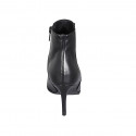 Woman's pointy ankle boot in black leather with elastic and zipper heel 7 - Available sizes:  32, 33, 34, 42, 43, 44, 45, 46