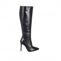 Bota a punta para mujer en piel negra con cremallera tacon 10 - Tallas disponibles:  33, 34