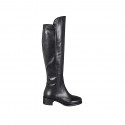 Bottes pour femmes avec demi fermeture éclair et bout carré en cuir et materiau elastique noir talon 4 - Pointures disponibles:  32, 33, 42, 43, 45, 46, 47