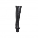 Woman's boot with zipper in black leather block heel 6 - Available sizes:  32, 34