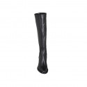 Woman's boot with zipper in black leather block heel 6 - Available sizes:  32, 34