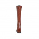 Woman's boot with zipper in cognac brown leather with heel 6 - Available sizes:  33, 42, 43, 44