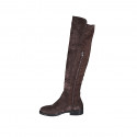 Botas para mujer con media cremallera en gamuza y material elastico marron tacon 3 - Tallas disponibles:  43