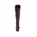 Botas para mujer con media cremallera en gamuza y material elastico marron tacon 3 - Tallas disponibles:  43