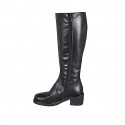 Woman's boot with zipper and rounded tip in black leather heel 5 - Available sizes:  32, 33, 34, 42, 43, 44, 45, 47