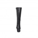 Woman's boot with zipper and rounded tip in black leather heel 5 - Available sizes:  32, 33, 34, 42, 43, 44, 45, 47