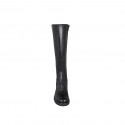 Woman's boot with zipper and rounded tip in black leather heel 5 - Available sizes:  32, 33, 34, 42, 43, 44, 45, 47