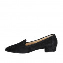 Mocassin à bout pointu pour femmes en daim noir talon 2 - Pointures disponibles:  32, 33, 34, 42, 43, 44, 45, 46