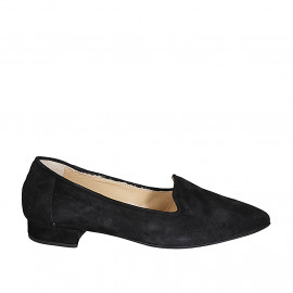 ﻿Woman's pointy mocassin in black suede heel 2 - Available sizes:  32, 33, 42