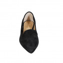 Mocasín a punta para mujer en gamuza negra tacon 2 - Tallas disponibles:  32, 33, 42, 44, 46