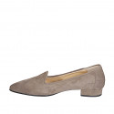 Mocassin à bout pointu pour femmes en daim taupe talon 2 - Pointures disponibles:  32, 33, 34, 42, 43, 44, 45, 46