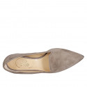 Mocassin à bout pointu pour femmes en daim taupe talon 2 - Pointures disponibles:  32, 33, 34, 42, 43, 44, 45, 46