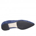 Mocassin à bout pointu pour femmes en daim bleu talon 2 - Pointures disponibles:  32, 33, 34, 42, 43, 44, 45, 46